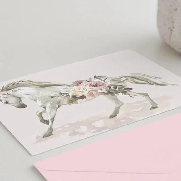 Floral Horse Watercolor Illustration Wall Art Print Poster Unframed - Picture 4 of 16